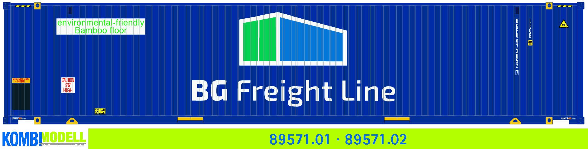 Kombimodell 89571.01 WB-A /Ct 45' (Euro) BG Freight Line"" (bamboo floor", Logo neu) #BGFU 973052"
